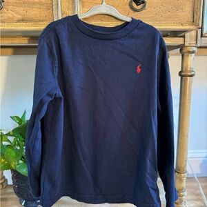 Polo - Navy Blue with Red Jockey Long-sleeved T-shirt (Size 6)